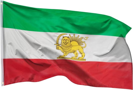 PHENO FLAGS Iran Flagge mit Löwe 90x150cm - wetterbeständige Fahne mit Messingösen, 100% Polyester